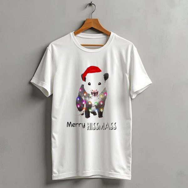 Merry Hissmas Opossum Santa Hat Christmas Lights T Shirt 1 t shirt 1