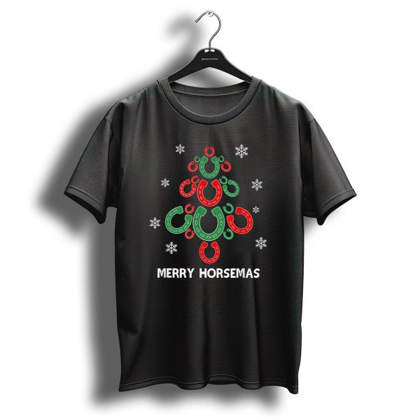 Merry Horsemas Horseshoe Christmas Tree Snowflakes Animal Lover T Shirt 1 t shirt 1