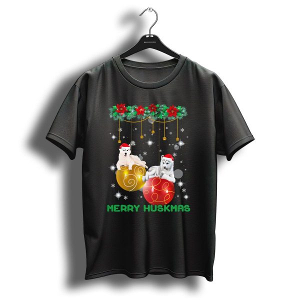 Merry Huskmas Siberian Husky Christmas Dogs Festive Decorations T Shirt 1 t shirt 1