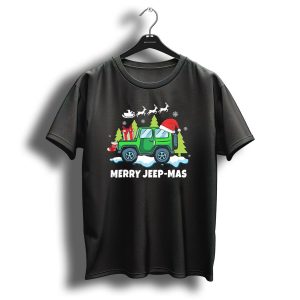 Merry Jeep Mas Christmas Suv With Santa Hat And Reindeer T Shirt