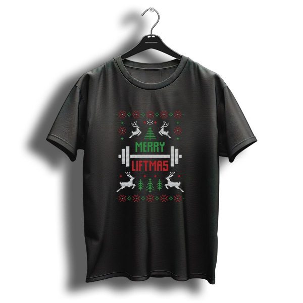 Merry Liftmas Weightlifting Reindeer Festive Christmas T Shirt 1 t shirt 1