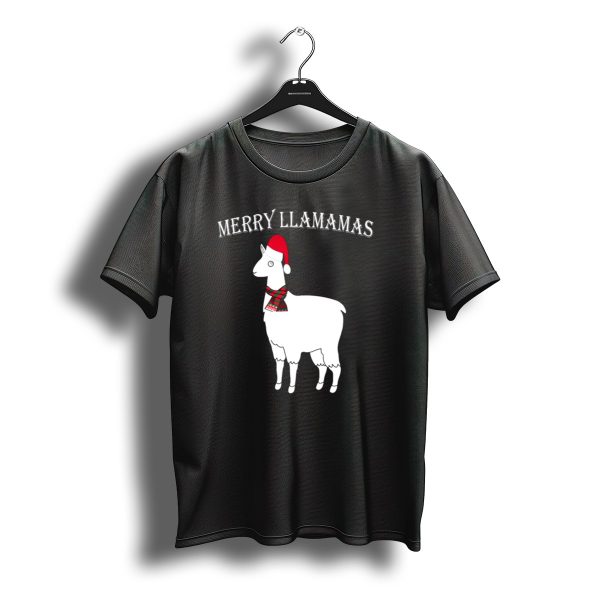 Merry Llamamas Christmas Llama Santa Hat Scarf T Shirt t shirt 1