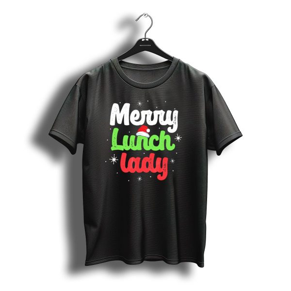 Merry Lunch Lady Christmas Santa Hat T Shirt t shirt 1