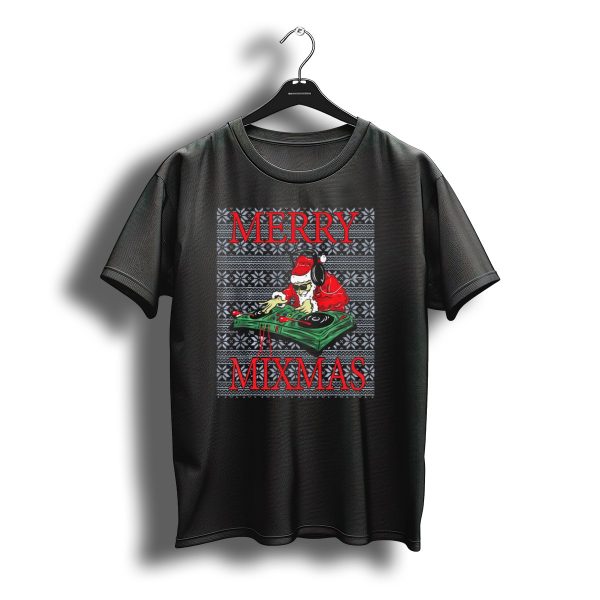 Merry Mixmas Christmas Ugly Hip Hop Santa Dj T Shirt t shirt 1