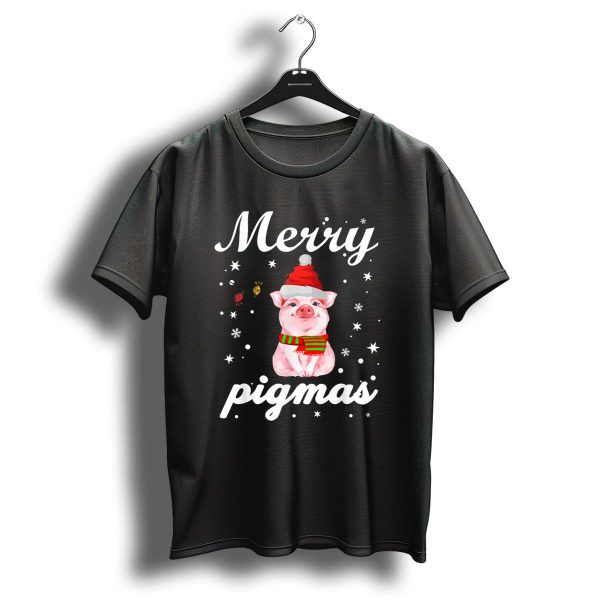 Merry Pigmas Christmas With Festive Pig And Snowflakes For Pig Lovers T Shirt 1 t shirt 1