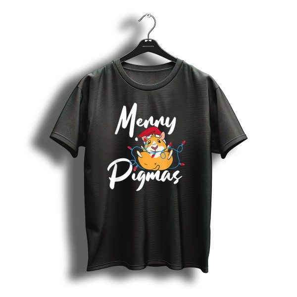 Merry Pigmas Santa Hat Guinea Pig With Christmas Lights T Shirt t shirt 1