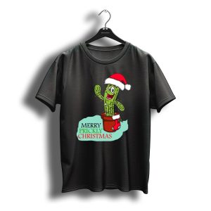 Merry Prickly Christmas Cactus With Santa Hat And Festive Pot T-Shirt