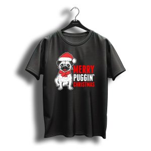 Merry Puggin' Christmas Santa Hat Pug T-Shirt