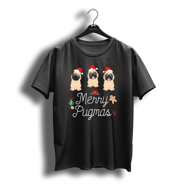Merry Pugmas Christmas Pugs With Santa Hats And Holiday Decorations T Shirt t shirt 1
