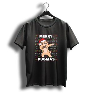 Merry Pugmas Dabbing Pug Santa Hat Christmas T Shirt