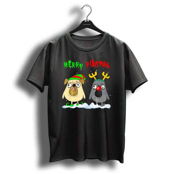 Merry Pugmas Pug Christmas Reindeer Elf Party Xmas T Shirt 1 t shirt 1