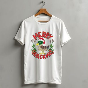 Merry Quackmas Christmas Santa Hat Duck Festive Holiday T Shirt 1
