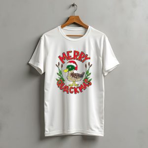 Merry Quackmas Christmas Santa Hat Duck Festive Holiday T-Shirt