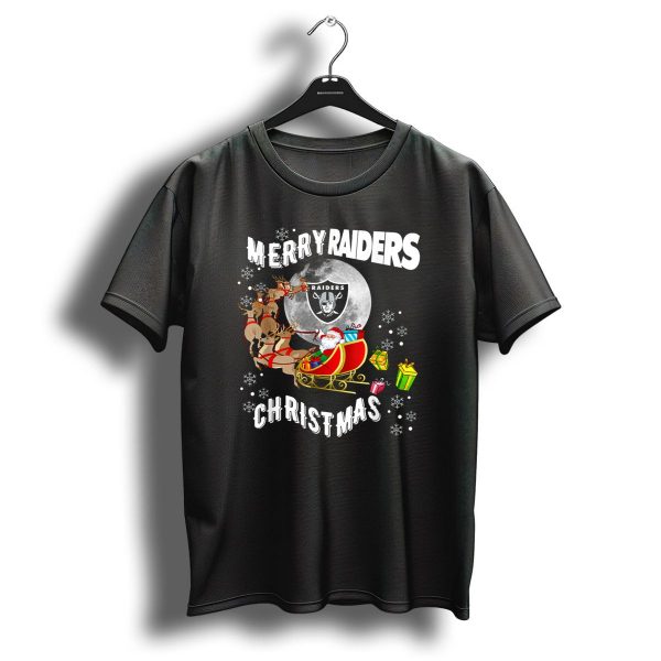 Merry Raiders Christmas Santa Sleigh Snowflakes Reindeer Presents T Shirt 1 t shirt 1