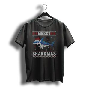 Merry Sharkmas Shark Santa Christmas Sweater Jaws Santa Hat T-Shirt
