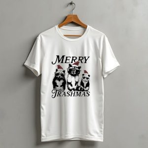 Merry Trashmas Raccoons In Santa Hats With Sunglasses Christmas T Shirt