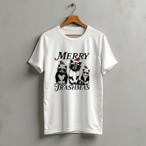 Merry Trashmas Raccoons In Santa Hats With Sunglasses Christmas T-Shirt