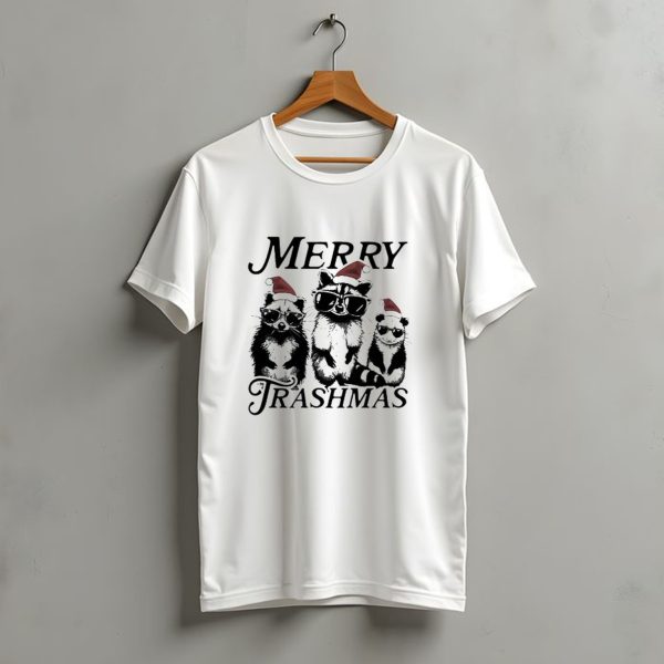 Merry Trashmas Raccoons In Santa Hats With Sunglasses Christmas T Shirt t shirt 1