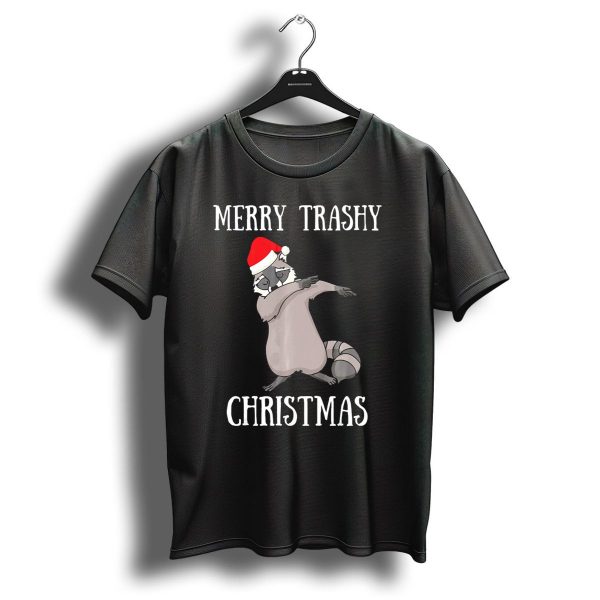 Merry Trashy Christmas Dabbing Raccoon With Santa Hat T Shirt 1 t shirt 1