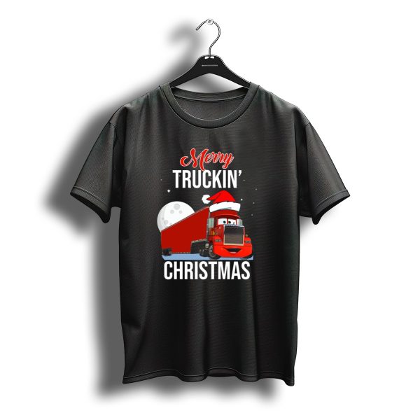 Merry Truckin Christmas Santa Cartoon Truck Moon T Shirt t shirt 1