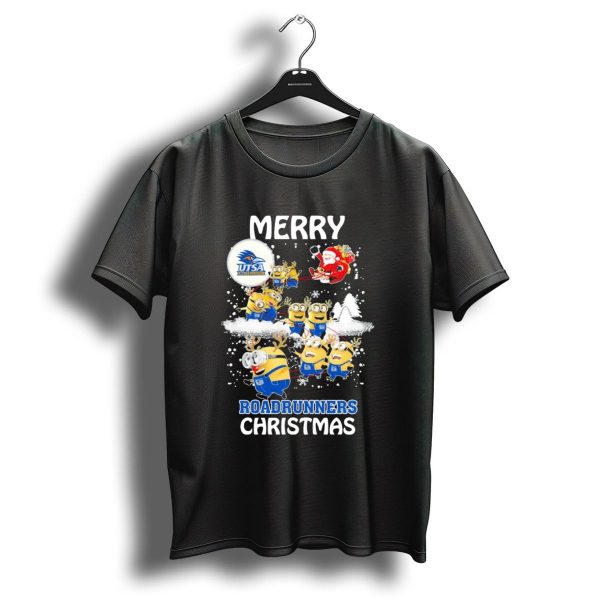 Merry Utsa Roadrunners Minions Christmas With Santa And Reindeer T Shirt 1 t shirt 1