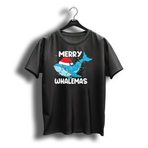 Merry Whalemas Santa Hat Whale With Christmas Lights T-Shirt