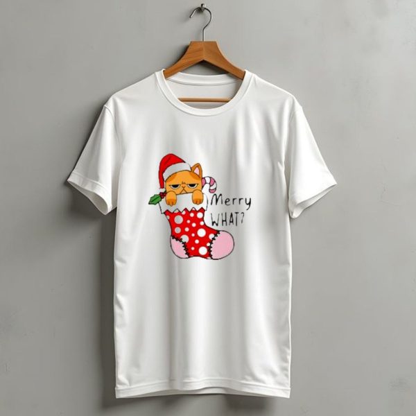 Merry What Cat In Santa Hat Christmas Stocking T Shirt 1 t shirt 1