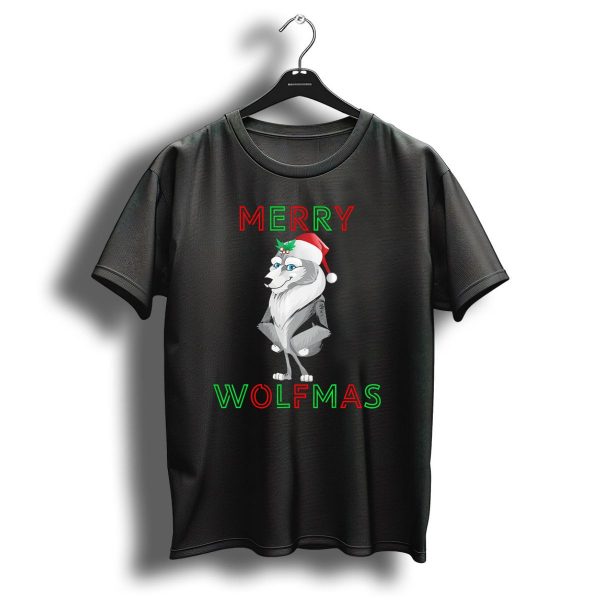 Merry Wolfmas Cute Wolf Christmas Canine Wildlife Wild T Shirt 1 t shirt 1
