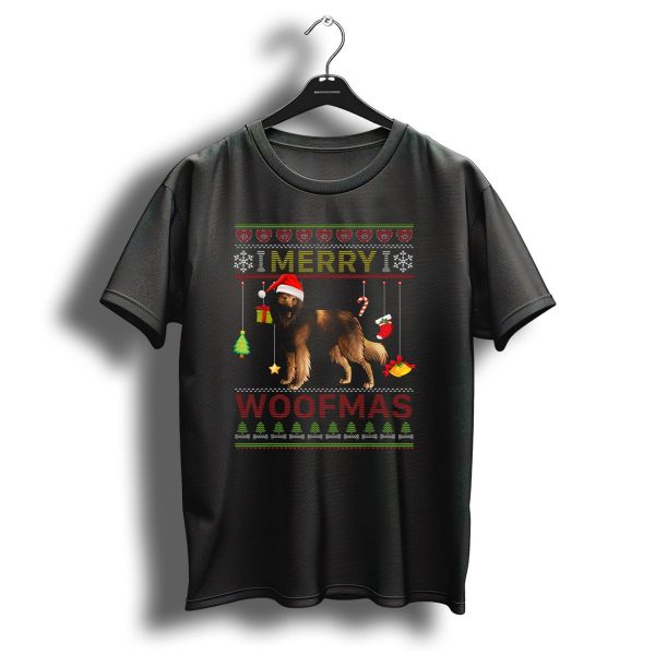Merry Woofmas Belgian Tervuren Holiday Sweater Style With Santa Hat And Christmas Decorations T Shirt 1 t shirt 1