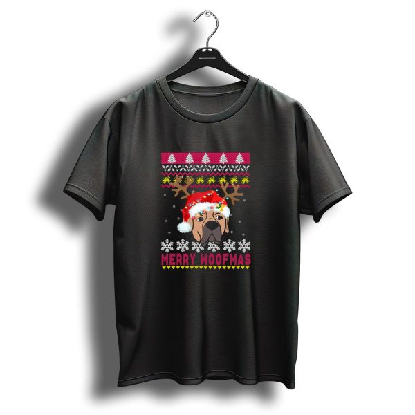 Merry Woofmas Boerboel Christmas Reindeer Antlers Santa Hat Snowflakes T Shirt 1 t shirt 1