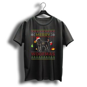 Merry Woofmas Bouvier Des Flandres Christmas Santa Hat Festive Decorations T Shirt