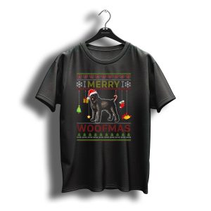 Merry Woofmas Bouvier Des Flandres Christmas Santa Hat Festive Decorations T-Shirt