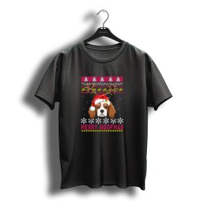 Merry Woofmas Cavalier King Charles Spaniel Christmas Sweater Antlers Santa Hat T-Shirt