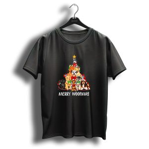 Merry Woofmas Dog Christmas Tree With Festive Puppies And Star Topper T-Shirt