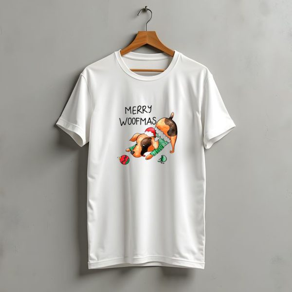 Merry Woofmas Dog In Santa Hat And Sweater With Christmas T Shirt t shirt 1