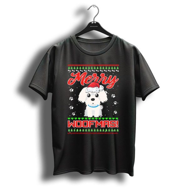 Merry Woofmas Festive Maltese Dog Christmas T Shirt 1 t shirt 1