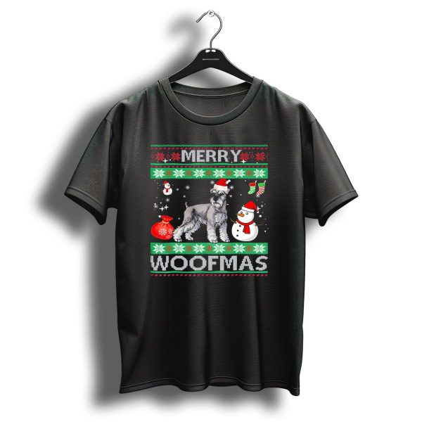 Merry Woofmas Giant Schnauzer Christmas Snowman Santa Hat Festive T Shirt 1 t shirt 1