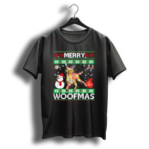 Merry Woofmas Labrador Retriever Christmas Lights Snowman Antlers T Shirt