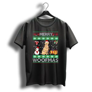 Merry Woofmas Labrador Retriever Dog Christmas Snowman Lights Candy Presents T-Shirt