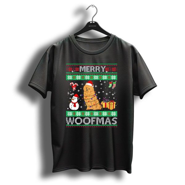 Merry Woofmas Pomeranian Dog Christmas Snowman Gifts And Candy Canes T Shirt 1 t shirt 1