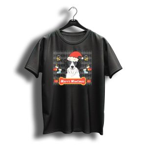Merry Woofmas Ugly Christmas Border Collie Santa Hat Puppies Gifts Snowflakes T-Shirt