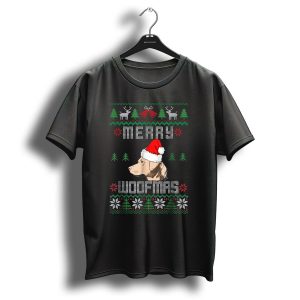 Merry Woofmas Yellow Lab Christmas Santa Hat Holiday T Shirt