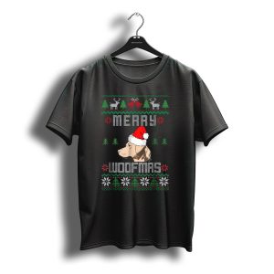 Merry Woofmas Yellow Lab Christmas Santa Hat Holiday T-Shirt
