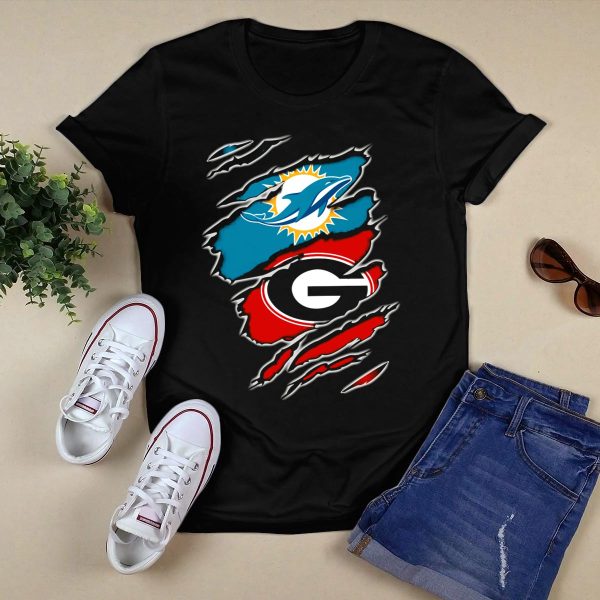 Miami Dolphins Georgia Bulldogs Dual T Shirt 1