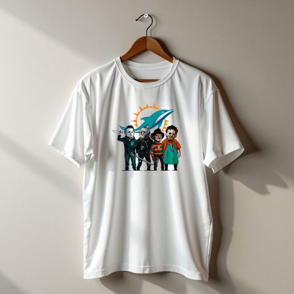 Miami Dolphins Halloween The Slasher Squad Teams Horror Characters T Shirt t shirt 1