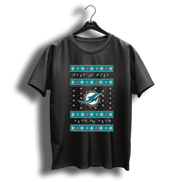 Miami Dolphins Nfl Holiday Lights Ugly Sweater Christmas Football T Shirt 1 t shirt 1