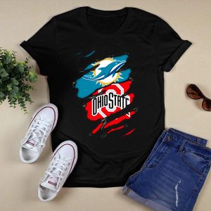 Miami Dolphins Ohio State Buckeyes Football Fan Crossover T Shirt