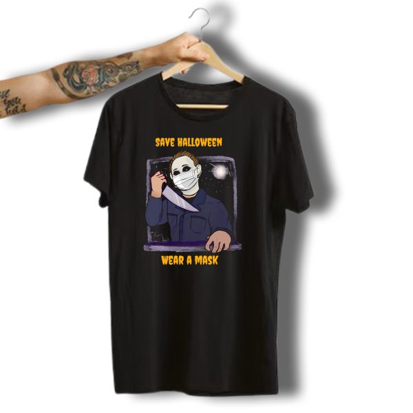 Michael Myers Save Halloween Wear A Mask Horror Knife Scene T Shirt t shirt 1