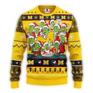 Michigan Wolverines 12 Grinch Xmas Day Ugly Sweater