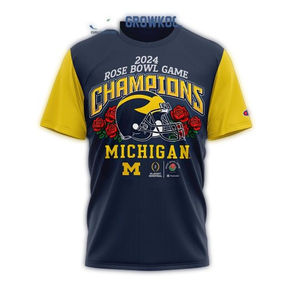 Michigan Wolverines 2024 Rose Bowl Game Champions Fan AOP T Shirt 1